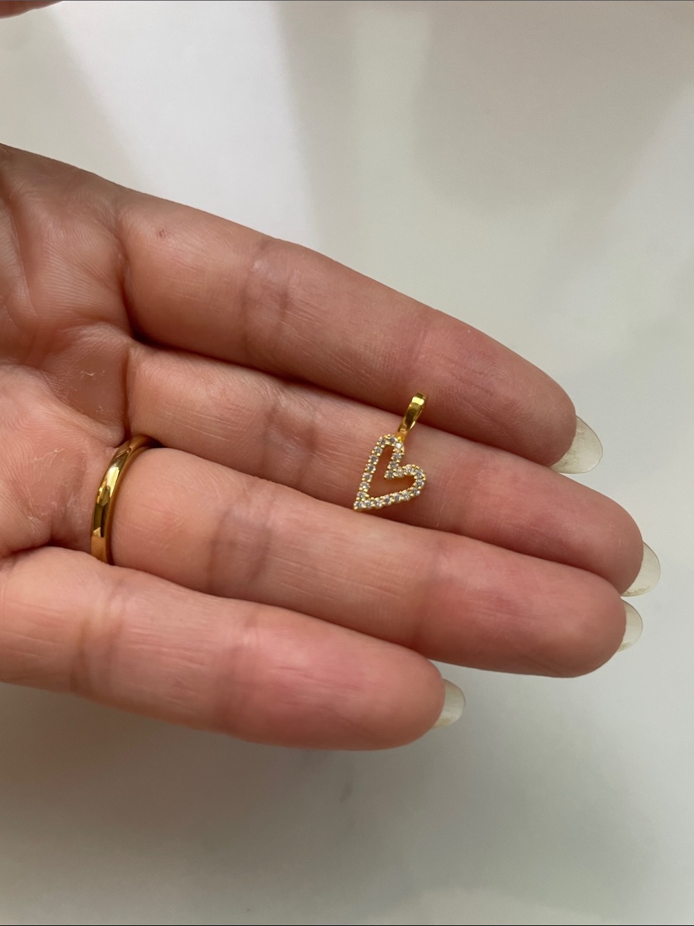 18k Gold Plated Heart Pavé Pendant - Delicate Crystal Charm